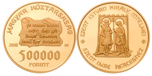 2010 SZENT ISTVÁN KIRÁLY INTELMEI SZENT IMRE HERCEGHEZ - ARANYÉRME